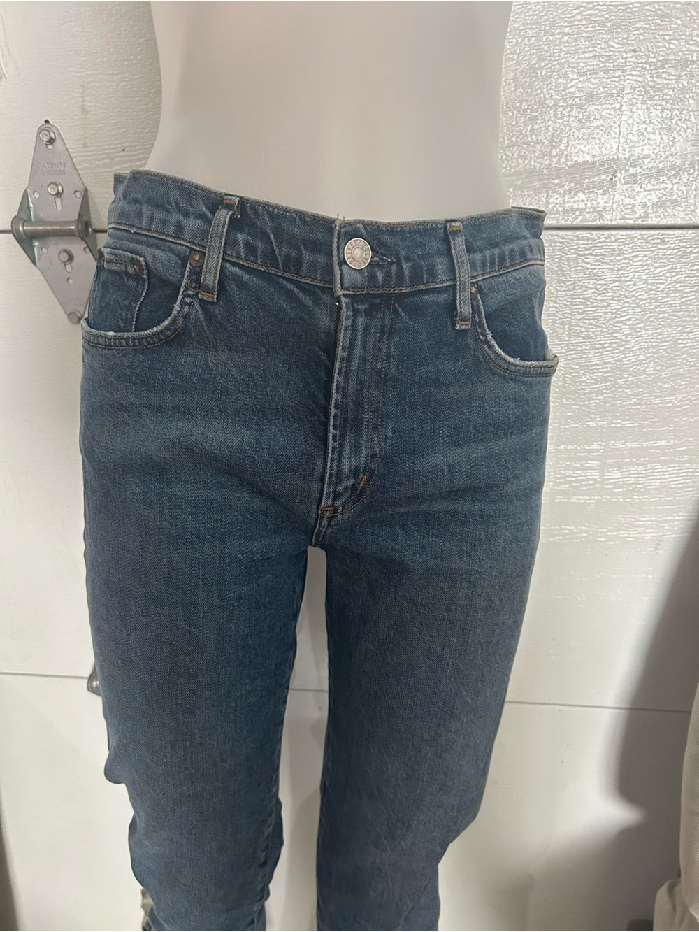 Agolde Dark Blue Cropped High-Rise Jeans - Picture 2 of 7